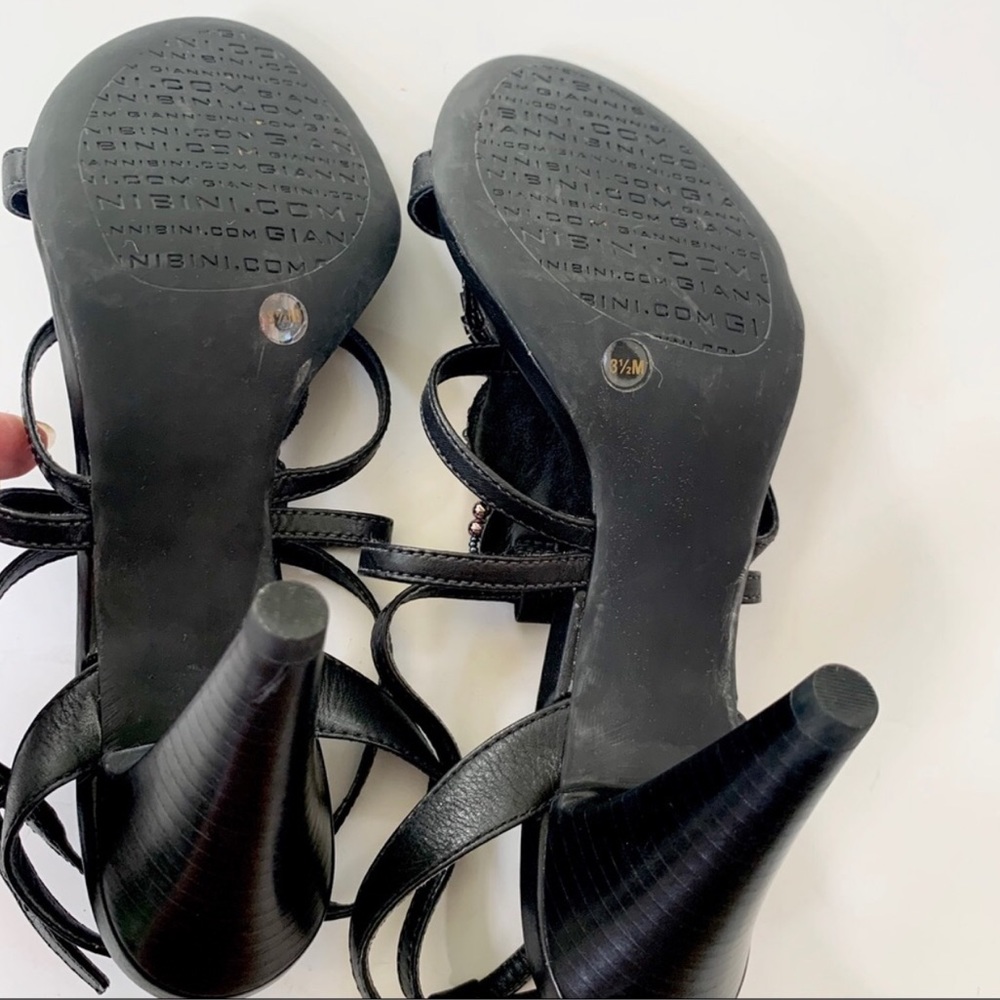 Gianni Bini Stone and Bead Strappy Heel Leather Sandals 8.5 - Picture 8 of 12